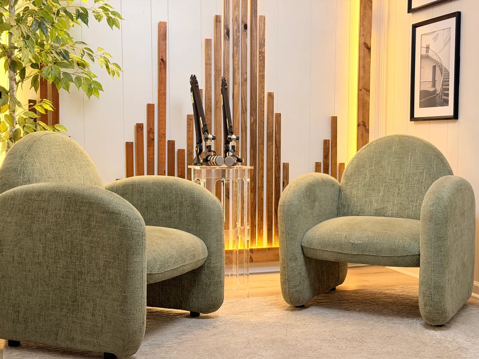 Angled view of the Neutral Room chairs